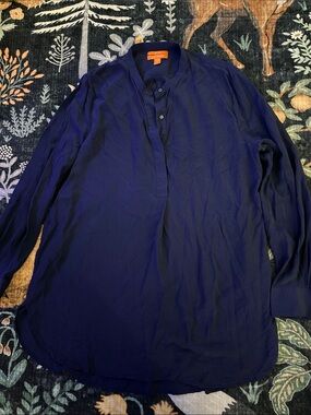 Joe Fresh Deep Navy Silk Split-Neck Tunic